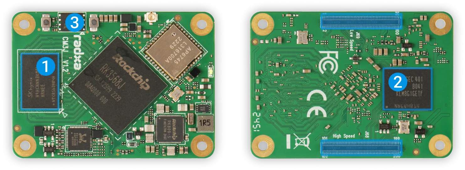 LPDDR4/LPDDR4x RAM, SPI Flash and eMMC